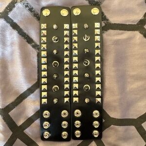 Hot Topic Black Spike Faux Leather Cuff Bracelet Unisex